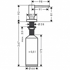 Дозатор для жидкого мыла Hansgrohe, под сталь, 40448800