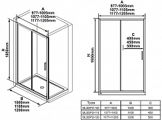 Душевая дверь Ravak Blix Slim BLSDP2-110 блестящий + транспарент, X0PMD0C00Z1