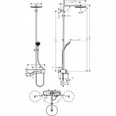 Душевая система для ванны Hansgrohe Pulsify Showerpipe 260, 1j, термостат, 24230000