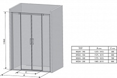 Душевая двери Ravak Matrix MSD4-140 белый+транспарент
