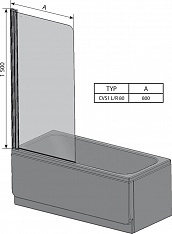 Шторка для ванны Ravak CVS1-80 R сатин+транспарент