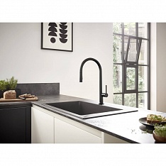Смеситель кухонный Hansgrohe Talis M54, sBox, с вытяжным душем, черный, 72801670