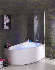 Шторка для ванны Poolspa Mistral-N 90x153 хром+транспарент