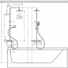Душевая система для ванны Hansgrohe Vernis Blend Showerpipe 200, 1j, EcoSmart, 26079000